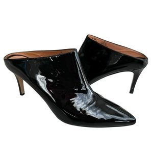 Halogen Andi Black Patent Leather Pointed Toe Mules Stiletto Heel Pumps Women’s